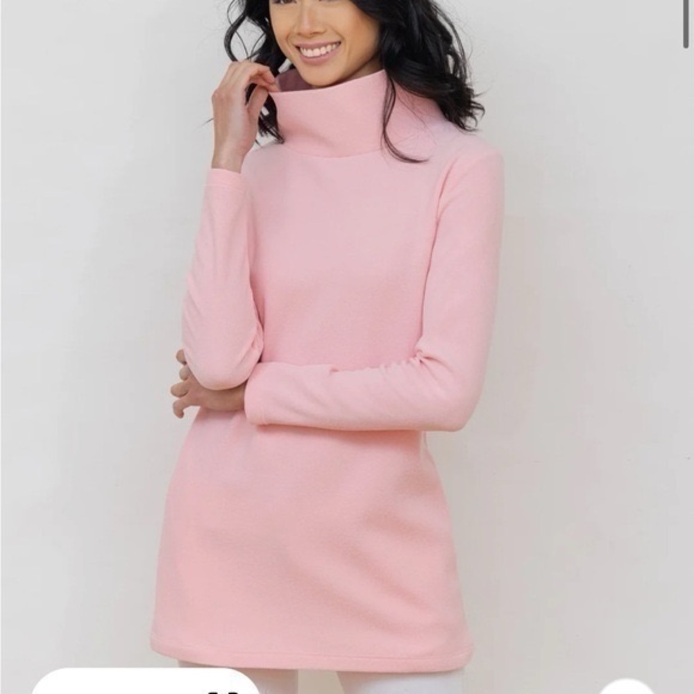 Dudley Stephens Pink Cobble Hill Turtleneck in Terry Fleece
